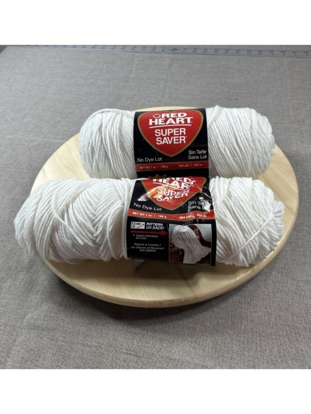 Lot of 2 RED HEART SUPER SAVER YARN White 1 New 1 Partial No dye lot E300